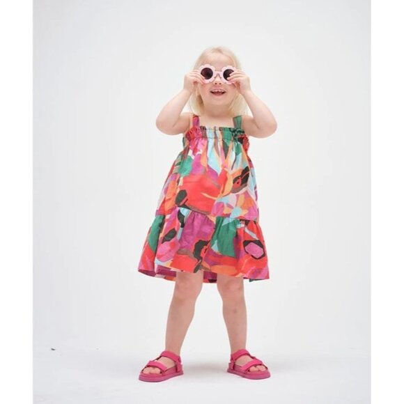 Girls' GAP Bright Floral Printed Cotton Poplin Tiered A-Line Dress, Size 5T - Picture 8 of 9